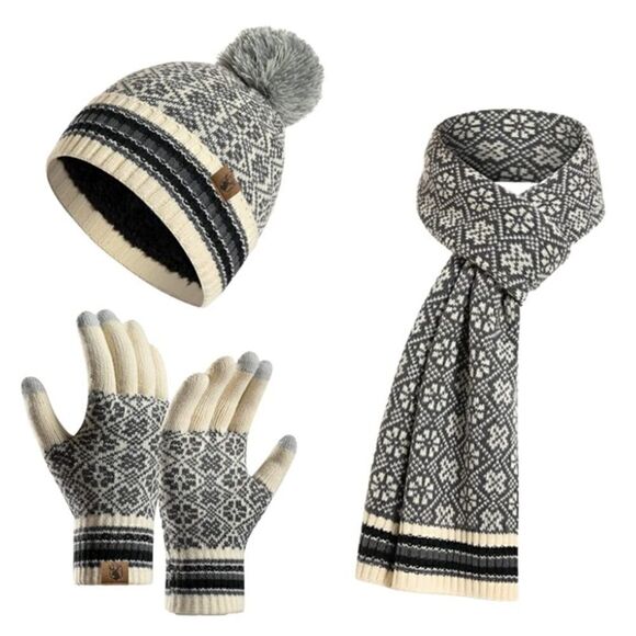 Winter Knit Scarf Beanie and Gloves set main image 5